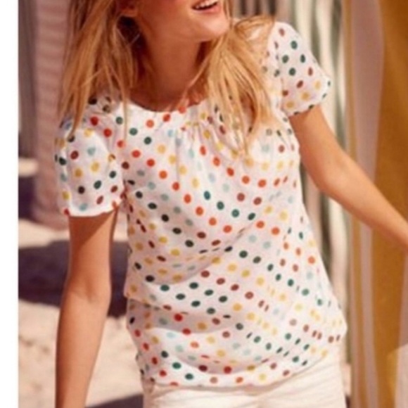 Boden Millie linen polka dot short sleeve top size 14 - Picture 2 of 6
